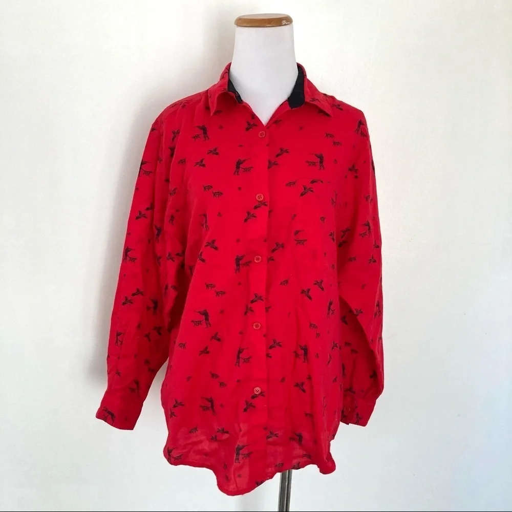 Vintage 80s Novelty‎ Print Flannel Shirt Small